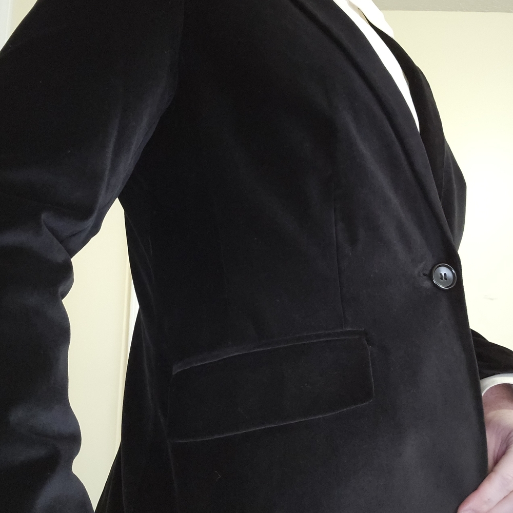 Talbots Black Velvet Blazer Jacket Size 6 - Picture 3 of 8